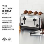 Waring WCT708 Toaster – 4 Slot, 1800W Medium-Duty Commercial Toaster