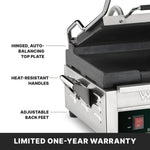 Waring WFG150 Panini Grill – Flat Plates, 9.75" x 9.25" Commercial Grill