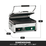 Waring WPG250T Panini Grill – Ribbed Plates, 14.5" x 11" with Timer Commercial Grill
