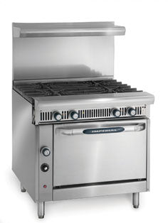 Imperial IHR-3HT-3-XB Diamond Series Heavy Duty Range, gas, 36", (3) open burners, (3) 12" hot tops, open cabinet, 210,000 BTU, NSF