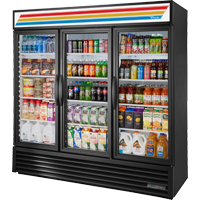 Restaurant Equipment &gt; Restaurant Refrigeration Equipment for Commercial Kitchens &gt; Merchandising &amp; Display Refrigerators and Freezers &gt; Merchandising Reach-In Refrigerators &gt; Merchandising Glass Door Refrigerators &gt; Three Section