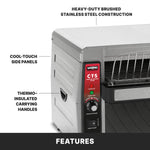 Waring CTS1000 Conveyor Toaster – 450 Slices/hr, 2" Opening, 120V Commercial