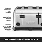 Waring WCT708 Toaster – 4 Slot, 1800W Medium-Duty Commercial Toaster