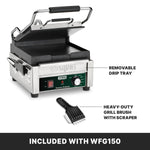 Waring WFG150 Panini Grill – Flat Plates, 9.75" x 9.25" Commercial Grill
