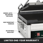 Waring WFG250 Panini Grill – Flat Plates, 14.5" x 11" Commercial Grill