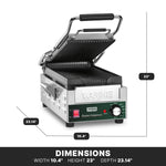 Waring WPG200 Panini Grill – Ribbed Plates, 7.75" x 12.5" Commercial Grill