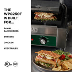 Waring WPG250T Panini Grill – Ribbed Plates, 14.5" x 11" with Timer Commercial Grill