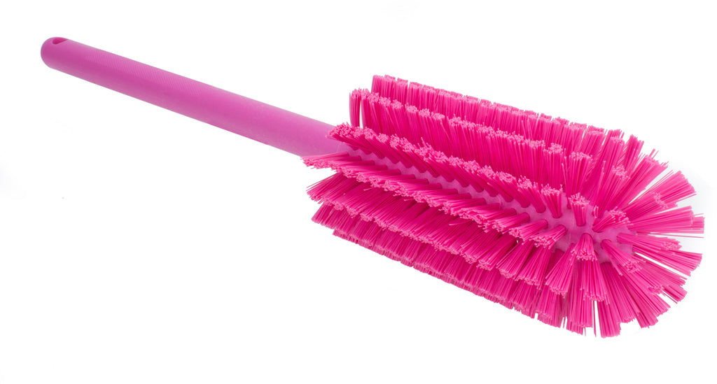 Carlisle 40001EC26 Sparta 16" Pink Carafe and Server / Bottle Cleaning Brush - 3-1/4" Bristle Diameter