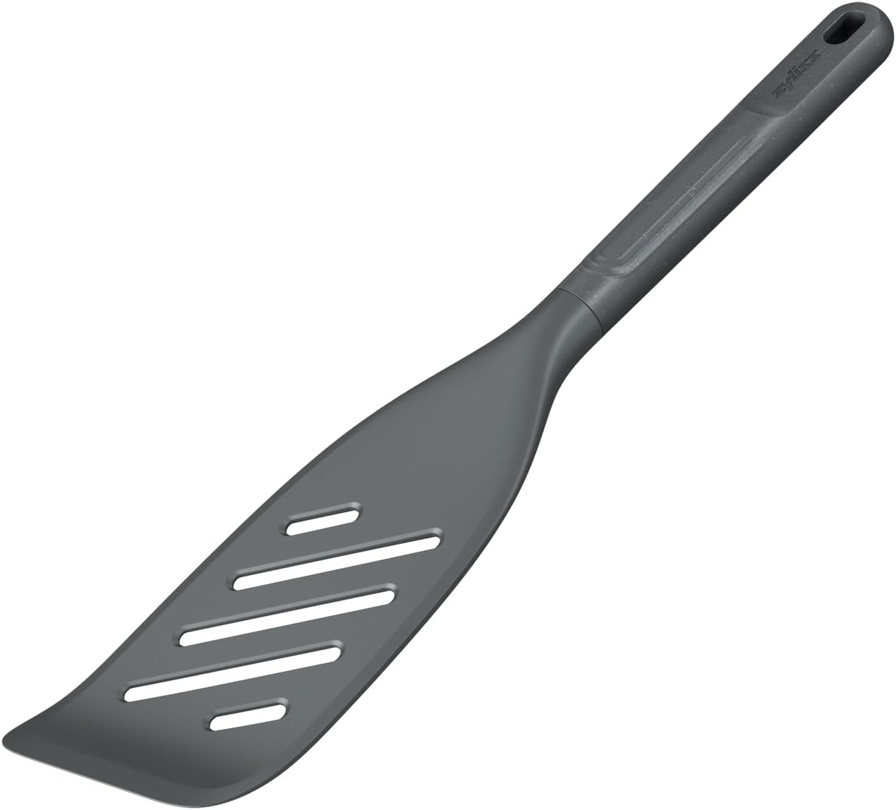 Zyliss E980237 Fish Turner 12.8" x 2.8", Sustainable Wheatstraw/Nylon, Spatula for Cooking, Non Stick, Heat Resistant Silicone Head, Beluga Grey