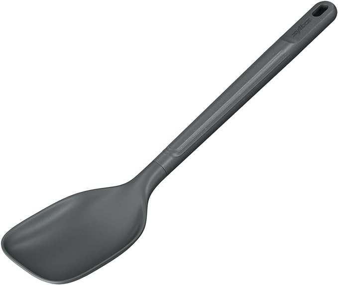 Zyliss E980227 Cooking Spoon Large 12.5" X 3", Sustainable Wheatstraw/Nylon Spoon for Cooking, Non Stick Serving Spoon, Heat Resistant Spoon, Kitchen Mixing Spoon , Beluga Grey