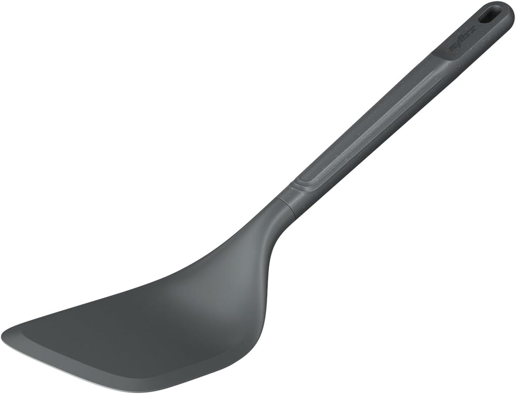 Zyliss E980233 Angled Cooking Turner 11.6" x 2.3", Sustainable Wheatstraw/Nylon, Spatula for Cooking, Non Stick, Heat Resistant Silicone Head, Beluga Grey