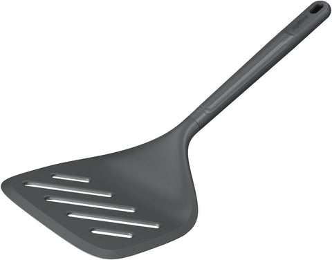 Zyliss E980235 XL Cooking Turner 12.8" x 5.5", Sustainable Wheatstraw/Nylon, XL Spatula for Cooking Omlette, Pancakes, Fish, Non Stick, Heat Resistant Silicone Head, Beluga Grey