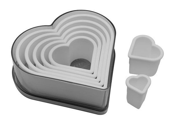 Ateco 5751 7-Piece Plastic Plain Heart Cutter Set