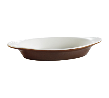 CAC China COA-15-BWN Welsh Rarebit Baking Dish, 15 oz., 10-1/2"L x 5-3/8"W x 1-3/8"H, oval