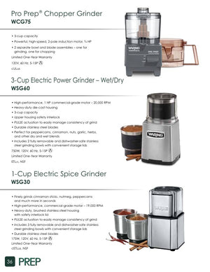 Waring WSG30 Catalog Page