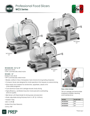 Waring WCS250SV Catalog Page