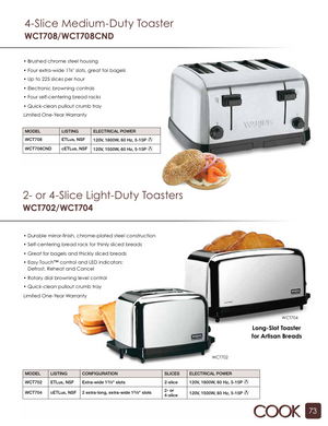 Waring WCT704 Catalog Page