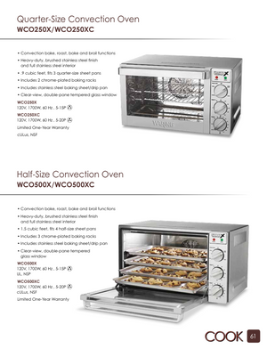 Waring WCO250X Catalog Page