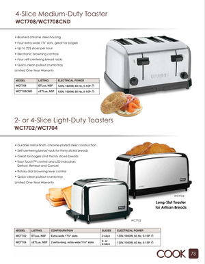 Waring WCT708 Catalog Page
