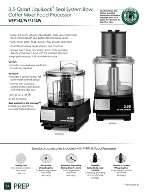 Waring WFP14SW Catalog Page