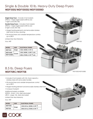 Waring WDF75RC Catalog page