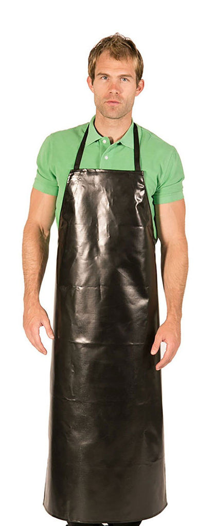 HI-LITE 888HDABK Adjustable Janitorial & Chemical Bib Apron Extra Long, Waterproof, Black