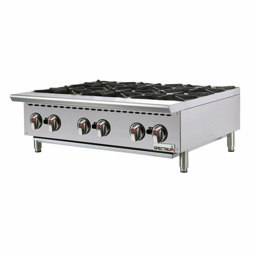 Winco NGHP-6 36" Gas Hotplate w/ (6) Burners & Manual Controls, Natural Gas