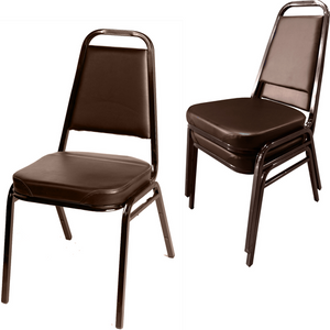 Oak Street SL2082ESP Metal Square Stack Chair Black with Brown Vinyl