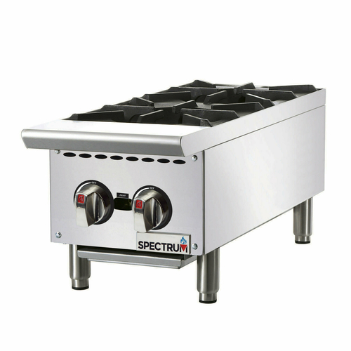 Winco NGHP-2 12" Gas Hotplate w/ (2) Burners & Manual Controls, Natural Gas