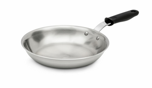 Vollrath 692110 Tribute 10" Tri-Ply Stainless Steel Fry Pan with Black Silicone Handle