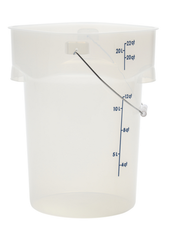 Cambro PWB22PROPP190 22 qt. CamRound® FreshPro Food Storage Translucent Pail w/ Bail Handle Polypropylene