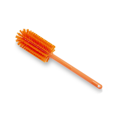 Carlisle 40001EC24 Sparta 16" Orange Carafe and Server / Bottle Cleaning Brush - 3-1/4" Bristle Diameter
