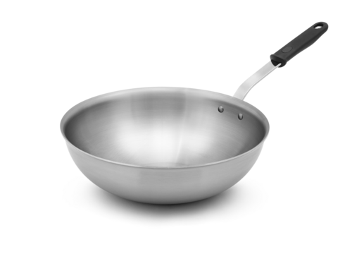 Vollrath 702111 Tribute 11" Heavy-Duty Tri-Ply Stainless Steel Stir Fry Pan with Black Silicone Handle