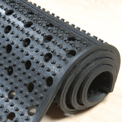 Axia Happy Mat RDM0232BH Floor Runner, 24" x 12", 3/8" Thick Grease Resistant Reversible Rubber Black