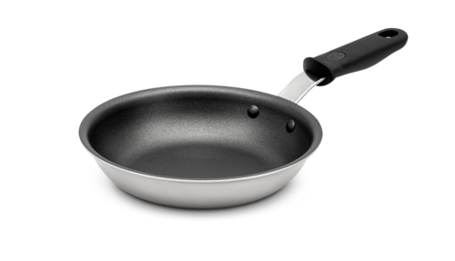 Vollrath 692408 Tribute 8" Tri-Ply Stainless Steel Non-Stick Fry Pan with CeramiGuard II Coating and Black Silicone Handle