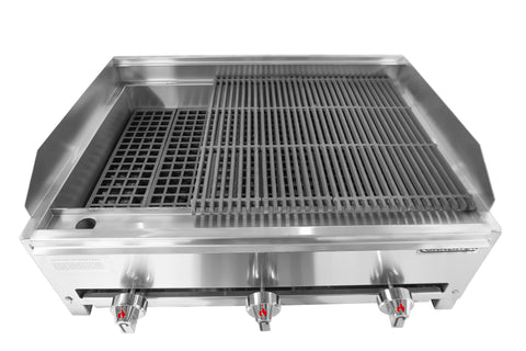 Connerton RLRB-23-12L-S Charbroiler, countertop, gas, 12"W, lava-rock with cast iron bottom grates, cast iron top grates,  28,000 BTU, NSF