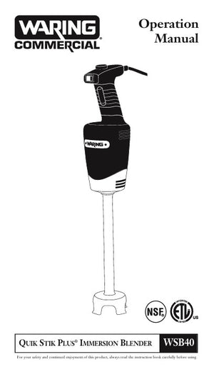 Waring WSB40 Owner s Manual