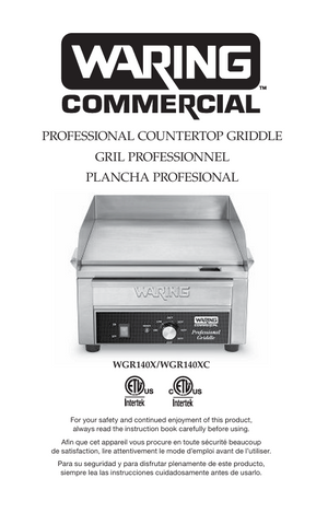 Waring WGR140X Owner s Manual