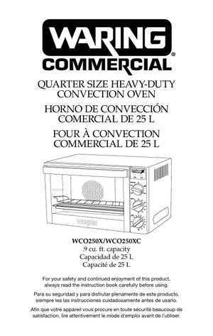 Waring WCO250X Owner s Manual