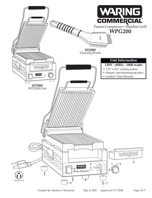 Waring WPG200 Parts Diagram