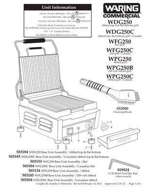 Waring WFG250 Parts Diagram