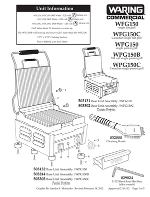 Waring WFG150 Parts Diagram