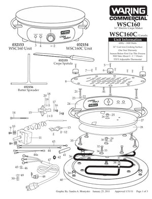 Waring WSC160X Parts Diagram