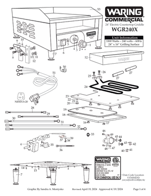 Waring WGR240X Parts Diagram