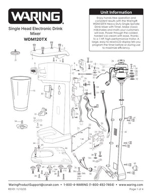 Waring WDM120TX Parts Diagram