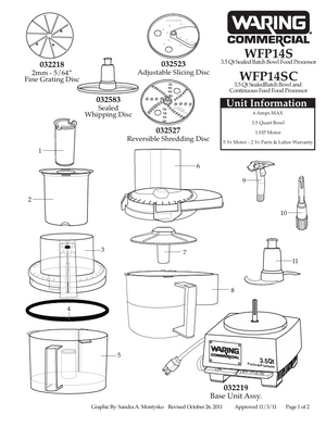 Waring WFP14S Parts Diagram