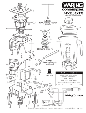 Waring MX1100XTX Parts Diagram