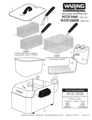 Waring WDF1000 Parts Diagram