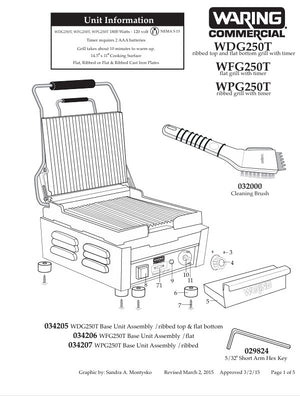Waring WPG250T Parts Diagram