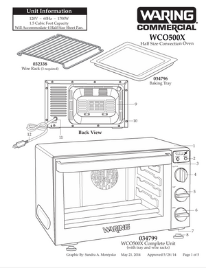 Waring WCO500X Parts Diagram